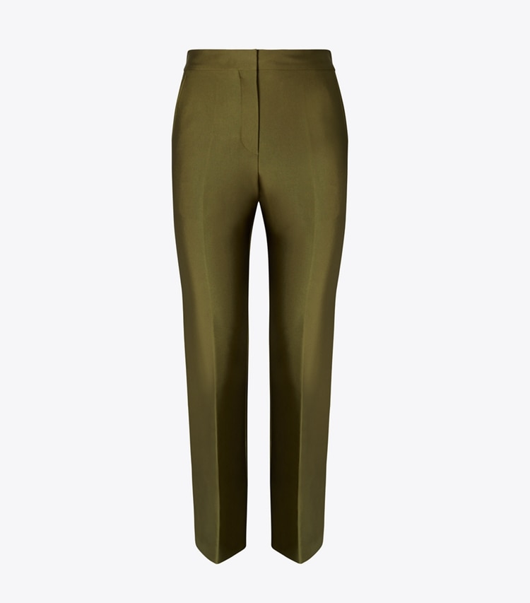 Tory Burch designer bottoms Twill Trouser in Dark Oliva front