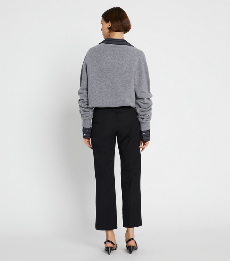 Tory Burch designer bottoms Twill Trouser in Sport Black on model back