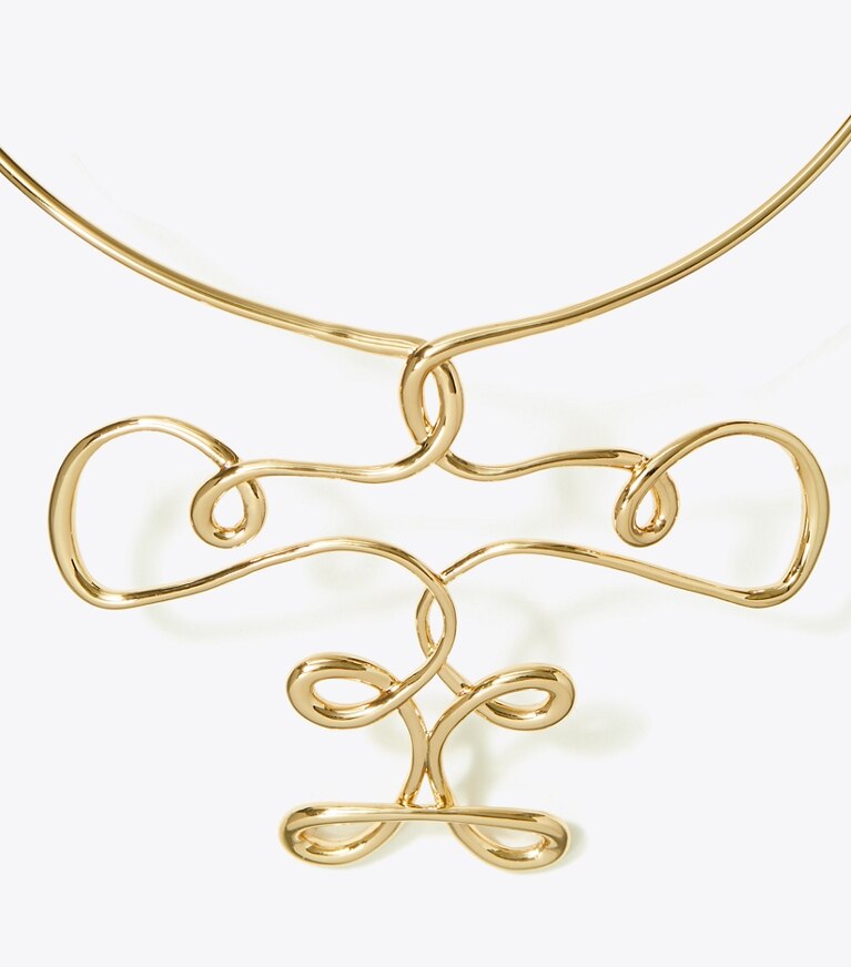 Tory Burch designer necklaces Twisted Collar Necklace in Tory Gold front
