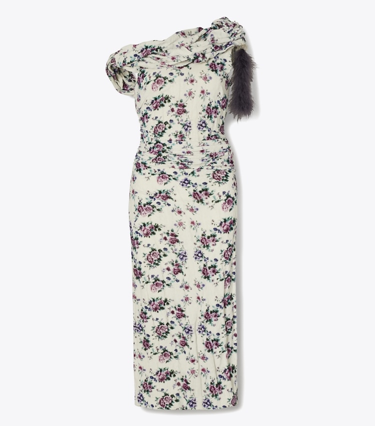 Tory Burch designer dresses Twisted Cotton Velvet Dress in Purple Floral additional