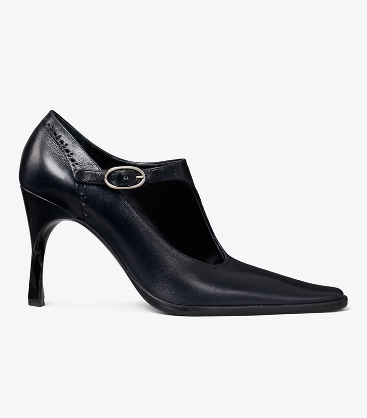 Tory Burch designer heels Twisted Heel Monk Strap in WATERS side