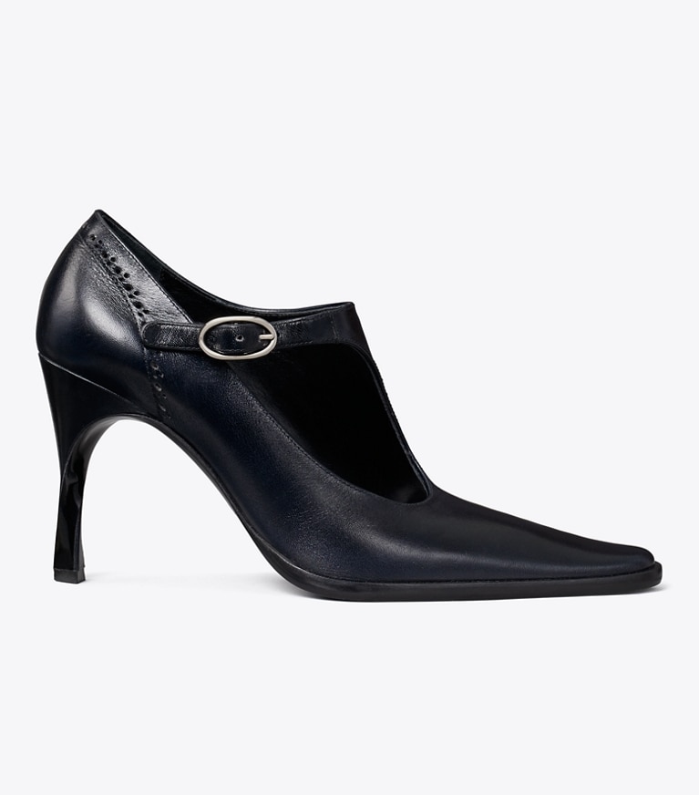 Tory Burch designer heels Twisted Heel Monk Strap in WATERS side