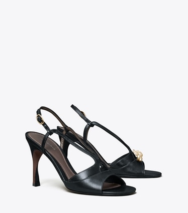 Tory Burch designer sandals Twisted Heel Sandal in BLACK angle