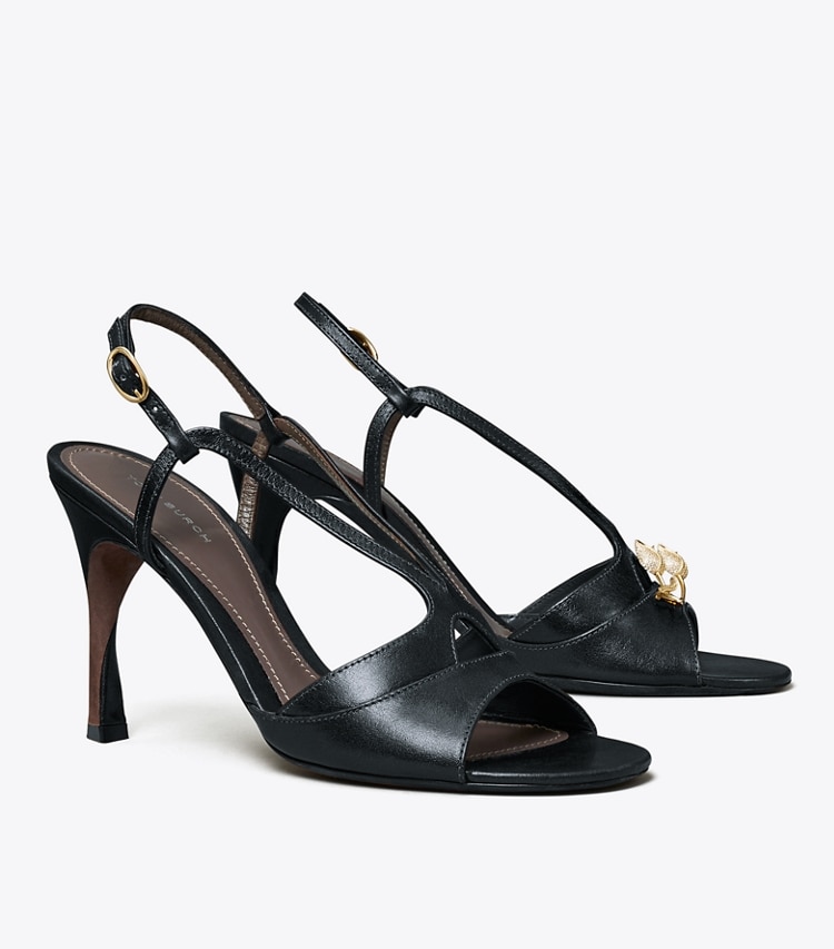 Tory Burch designer sandals Twisted Heel Sandal in BLACK angle