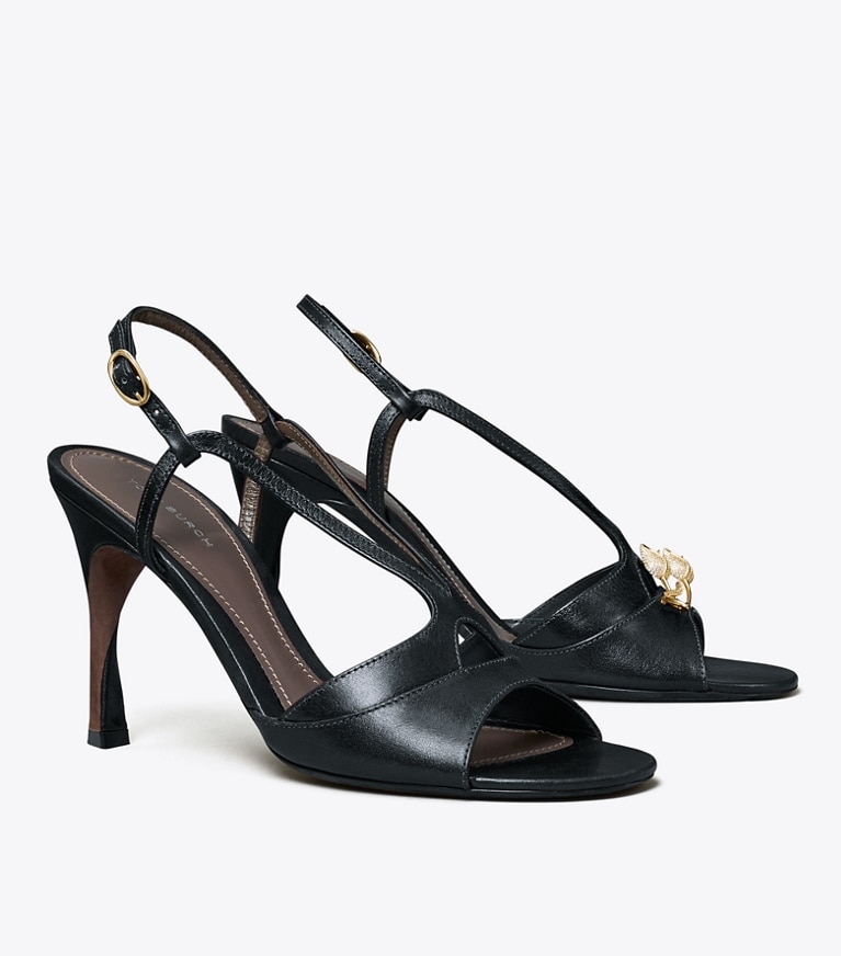 Tory Burch designer sandals Twisted Heel Sandal in BLACK angle