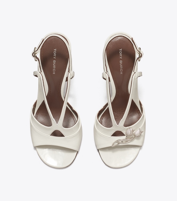 Tory Burch designer sandals Twisted Heel Sandal in MARSHMALLOW overhead