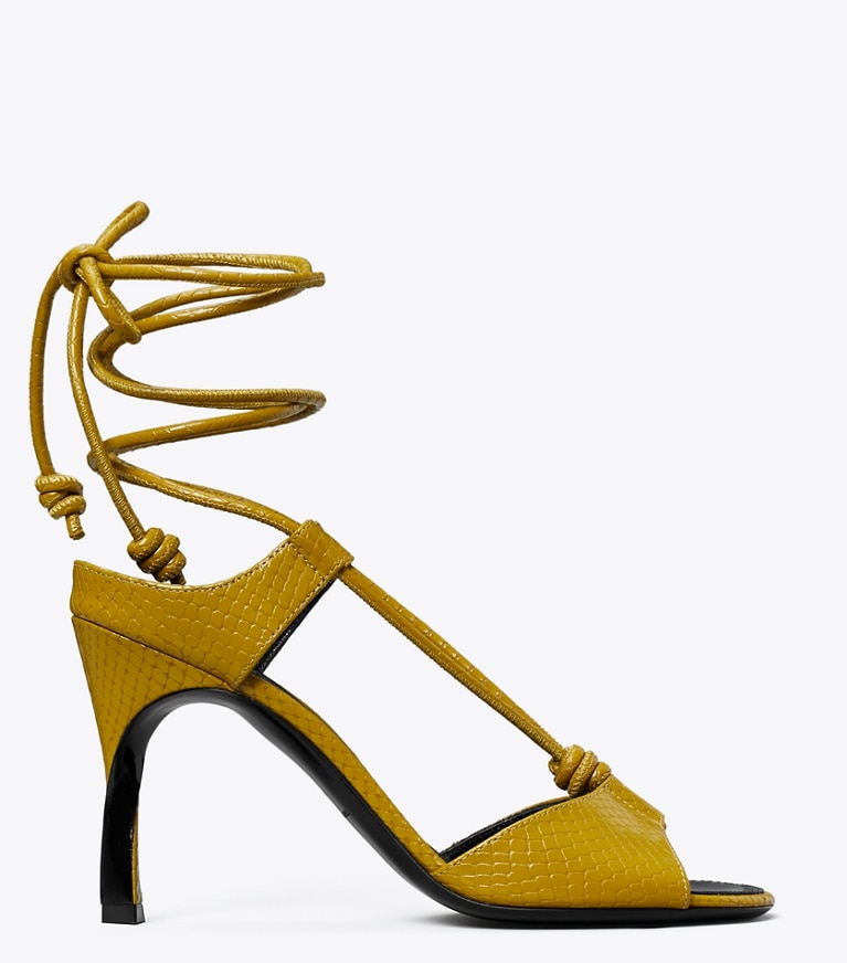 Tory Burch designer sandals Twisted Heel Sandal in SIENNA GOLD side