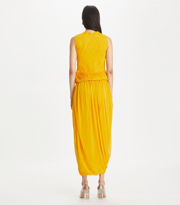 Tory Burch designer bottoms Twisted Jersey Skirt in Winter Sun on model back