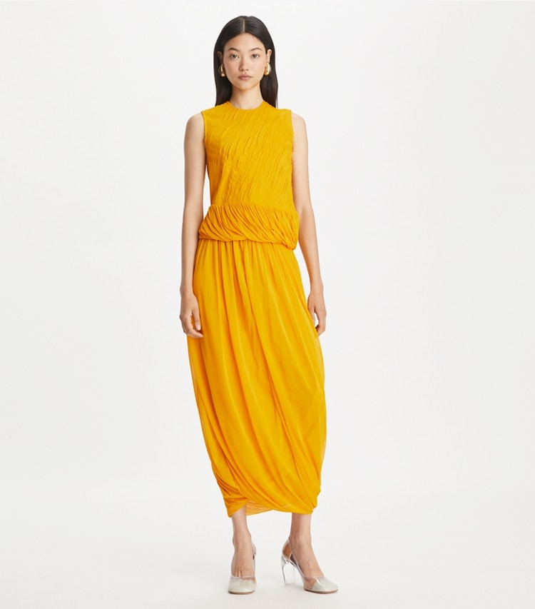 Tory Burch designer bottoms Twisted Jersey Skirt in Winter Sun on model front