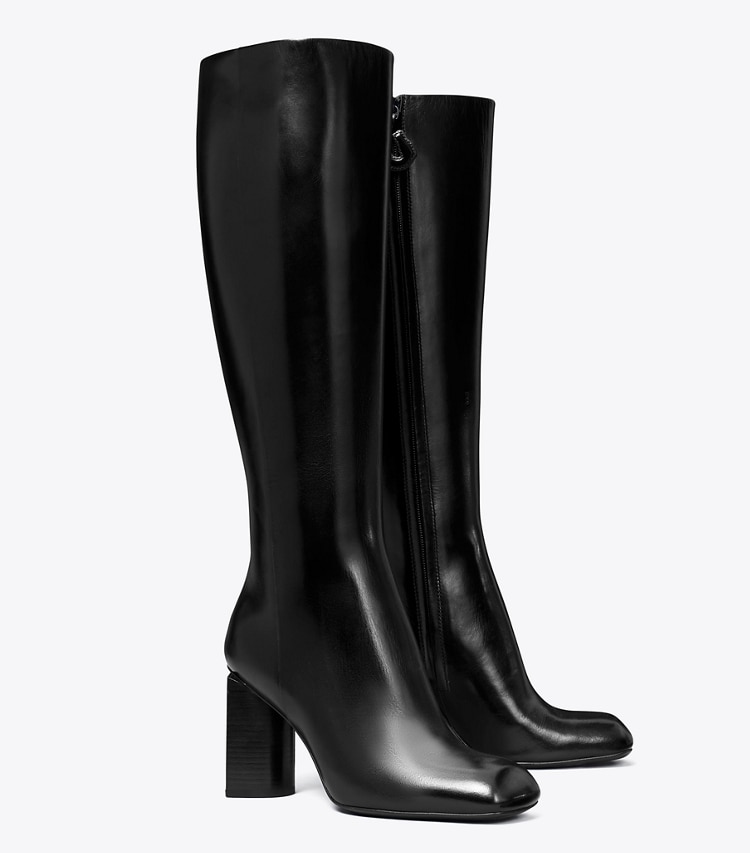 Tory Burch designer boots Twisted Knee-High Boot in PERFECT BLACK angle