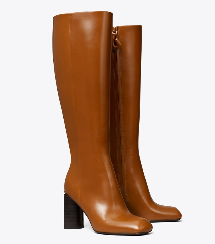 Tory Burch designer ブーツ ツイストヒール ニーハイブーツ in SIERRA COGNAC angle