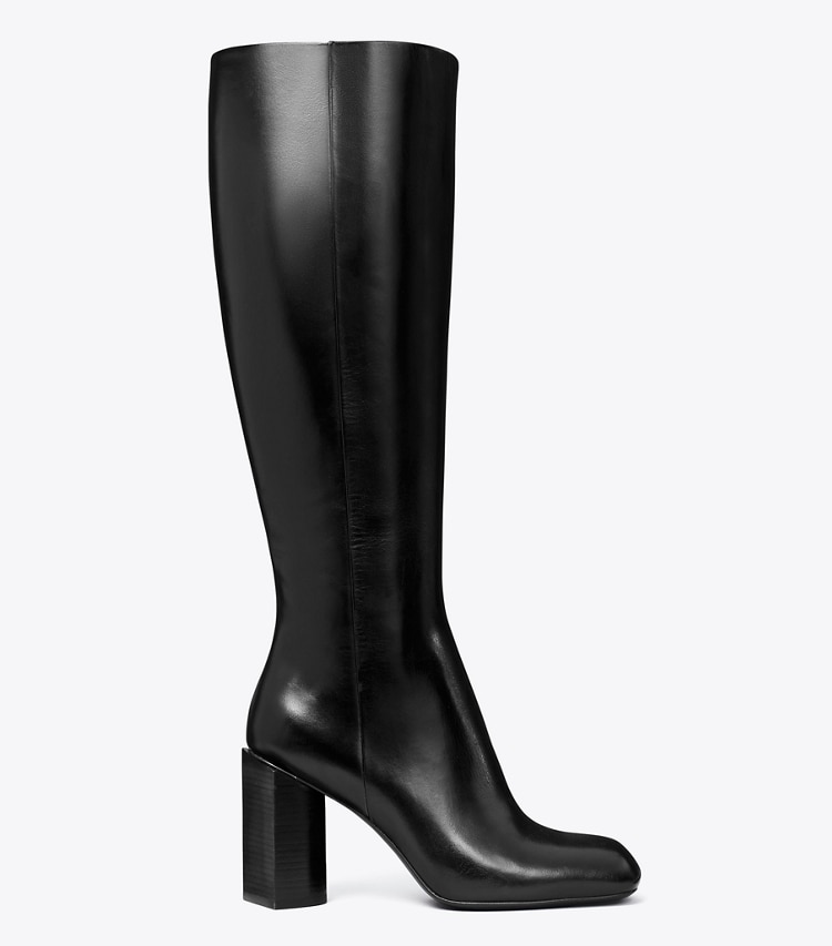 Tory Burch designer boots Twisted Knee-High Boot in PERFECT BLACK side