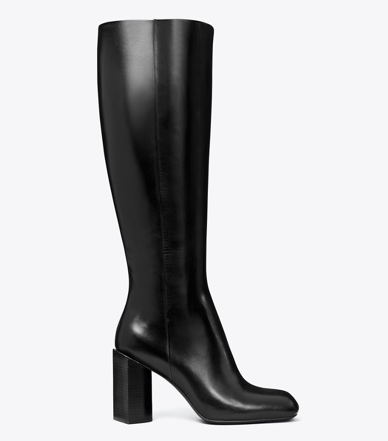 Tory Burch designer boots Twisted Knee-High Boot in PERFECT BLACK angle