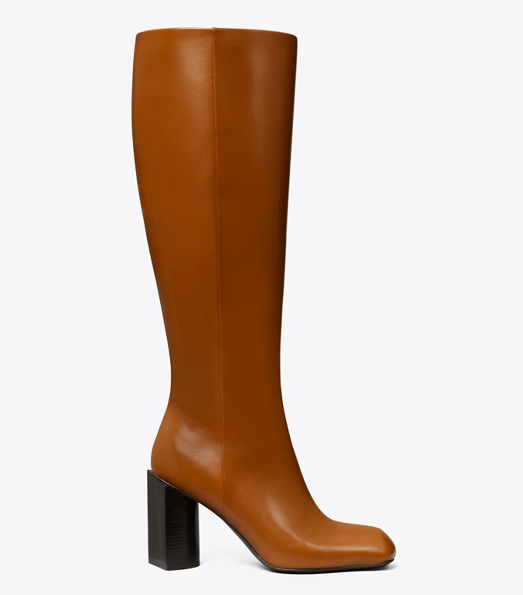 Tory Burch designer ブーツ ツイストヒール ニーハイブーツ in SIERRA COGNAC side