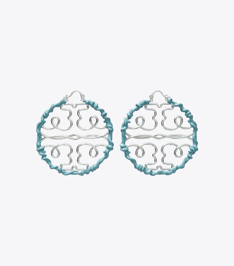 Tory Burch designer earrings Twisted Miller Hoop Earring in Shiny Pewter / Artic additional