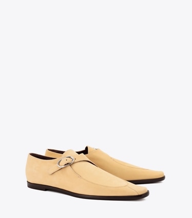 Tory Burch designer flats Twisted Monk Strap in Dune angle