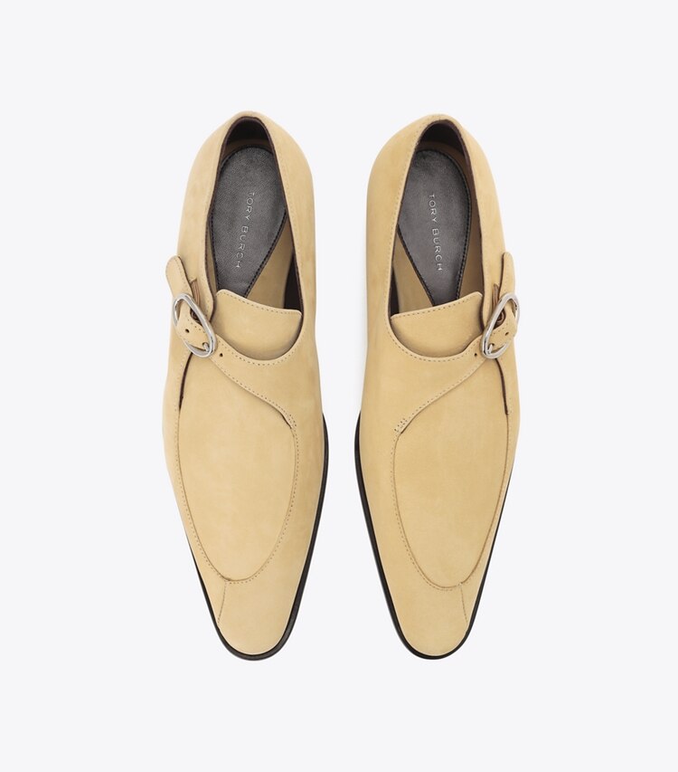 Tory Burch designer フラット ツイスト モンクストラップ in Dune オーバーヘッド