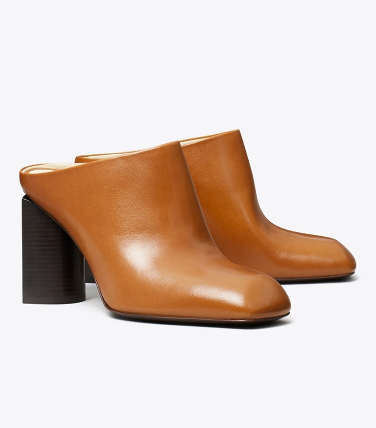 Tory Burch designer heels Twisted Mule in SIERRA COGNAC angle