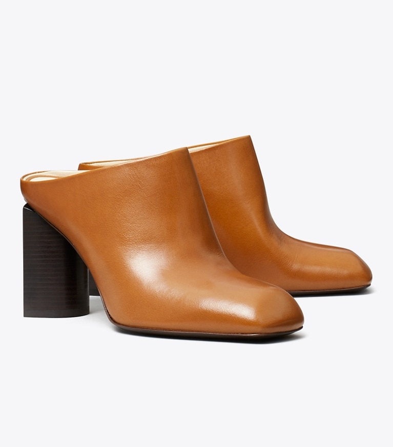 Tory Burch designer heels Twisted Mule in SIERRA COGNAC angle