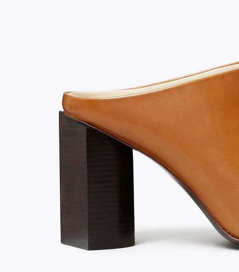 Tory Burch designer heels Twisted Mule in SIERRA COGNAC angle