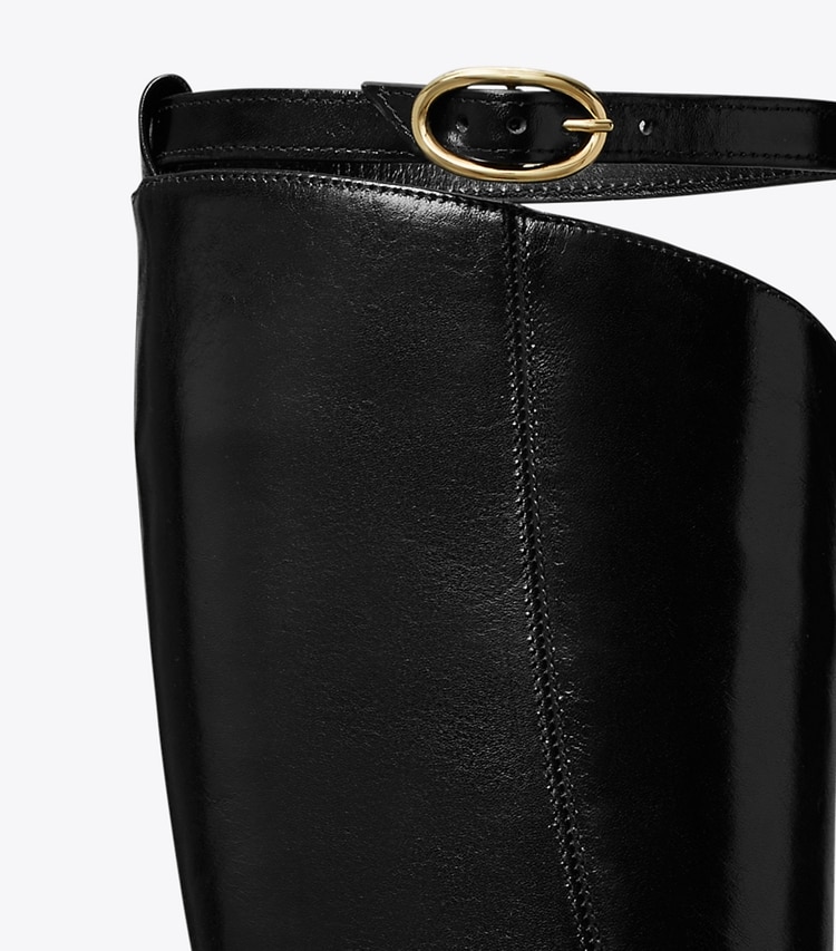 Tory Burch designer knee boots Twisted Riding Boot in BLACK detail