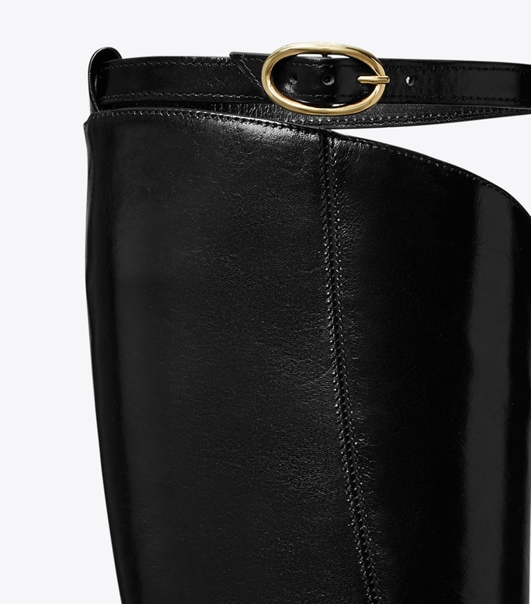 Tory Burch designer knee boots Twisted Riding Boot in BLACK angle