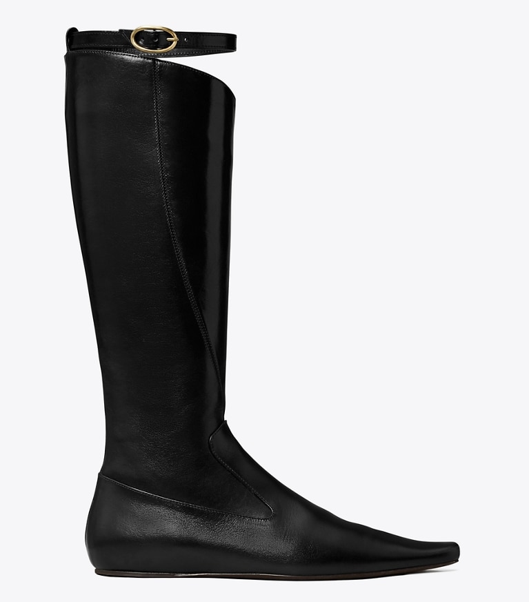Tory Burch designer knee boots Twisted Riding Boot in BLACK angle