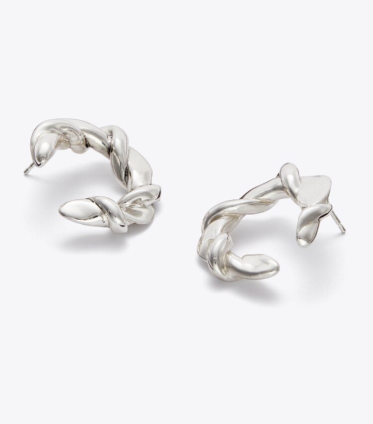 Tory Burch designer earrings Twisted T Loop Earring in Silver detail