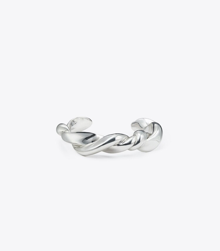 Tory Burch designer bracelets Twisted T Rope Cuff in Silver front