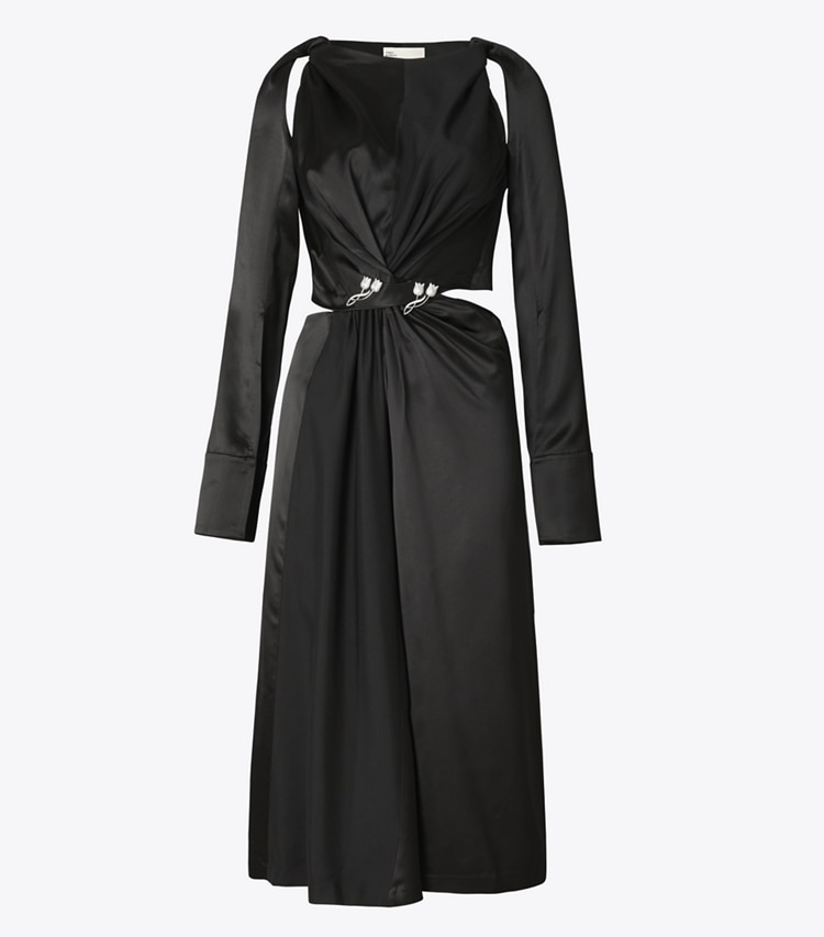 Tory Burch designer dresses Twisted Viscose Dress in Black front
