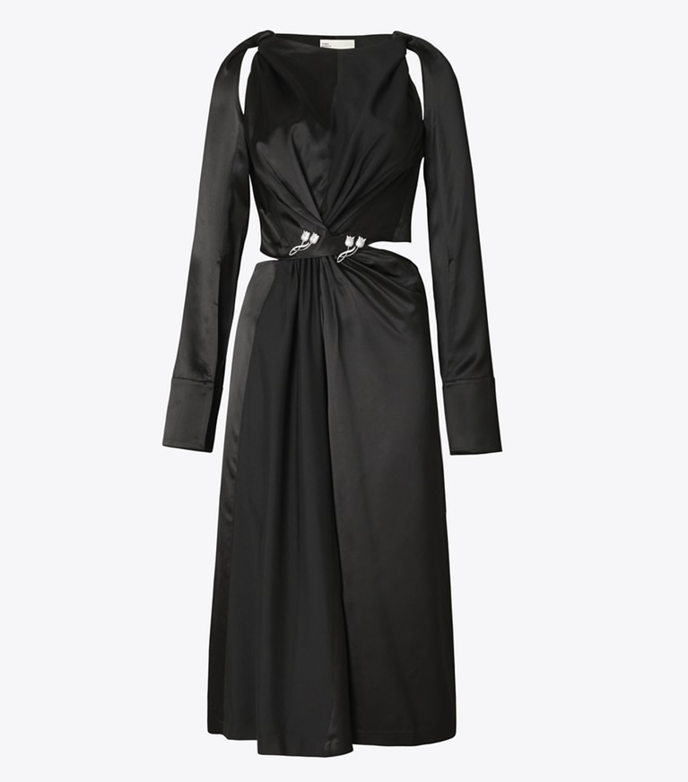 Tory Burch designer dresses Twisted Viscose Dress in Black front