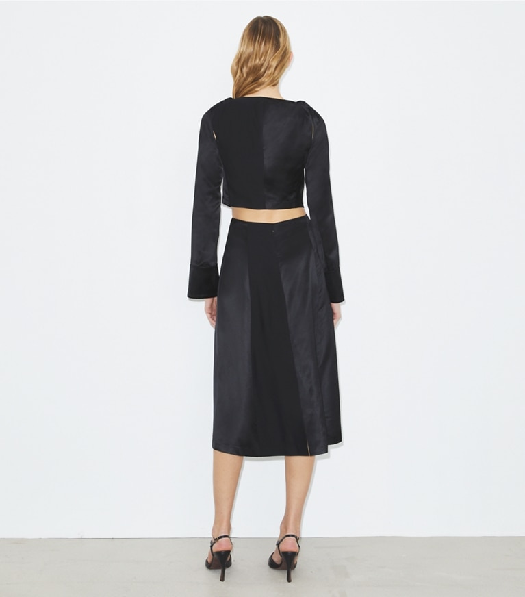 Tory Burch designer dresses Twisted Viscose Dress in Black front