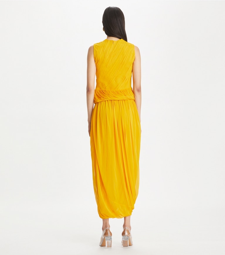 Tory Burch designer tops Twisted Viscose Jersey Top in Sun front