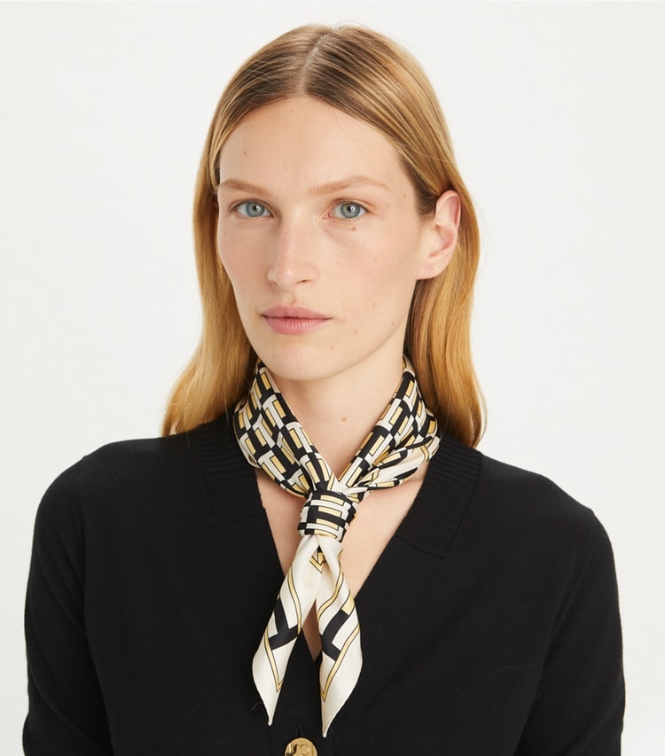 Tory Burch designer scarves Two for T Neckerchief in Two for T Neckerchief - Ivory accessory on model