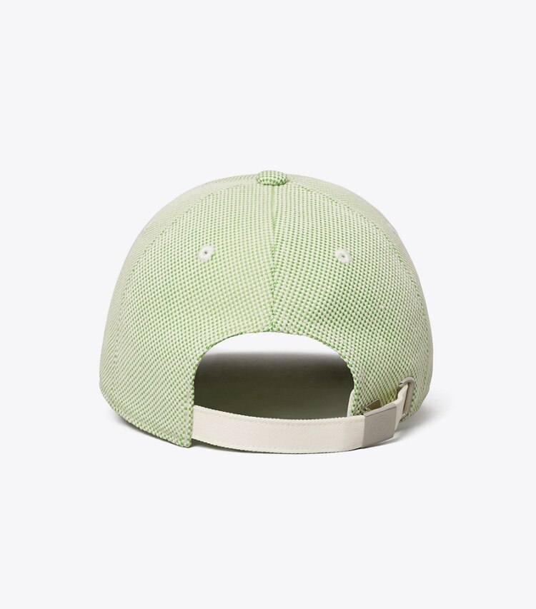 Tory Burch designer hats Two-Tone Canvas Baseball Cap in Dark Green back