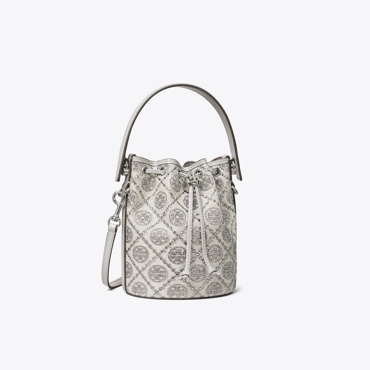 【TORY BURCH】Tモノグラム エンベリッシュ ミニバケットバッグ Tモノグラム エンベリッシュ ミニバケットバッグ: レディース