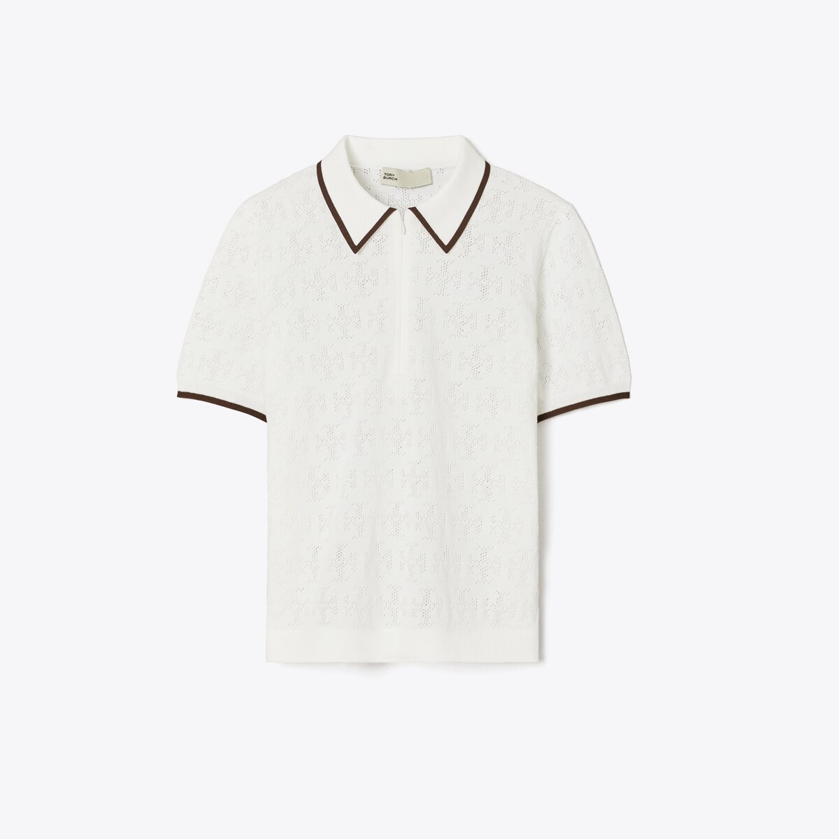 TORY BURCH 半袖ポロシャツ クリーム・ミント TORY BURCH 半袖ポロシャツ クリーム・ミント Silk-Front Polo