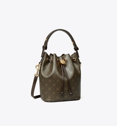 【大人気☆】Tory Burch Tモノグラム ペブルド バケットバッグ Tモノグラム ペブルド バケットバッグ: レディース クロスボディバッグ