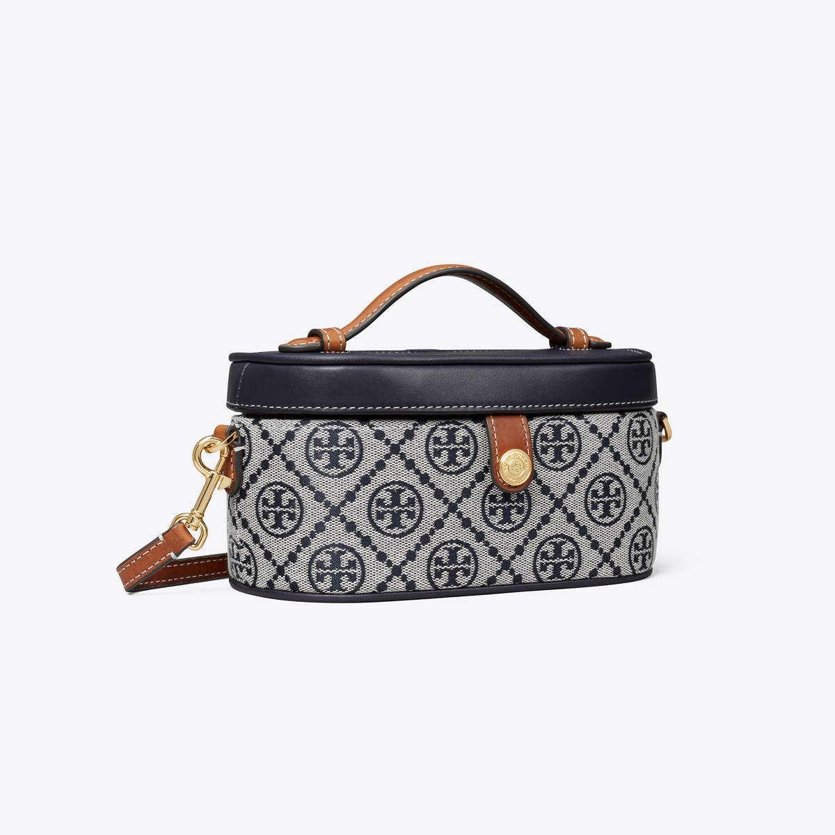 極美品 TORY BURCH ミニボストン Tモノグラム 2way ネイビー 極美品 TORY BURCH ミニボストン Tモノグラム 2way ネイビー