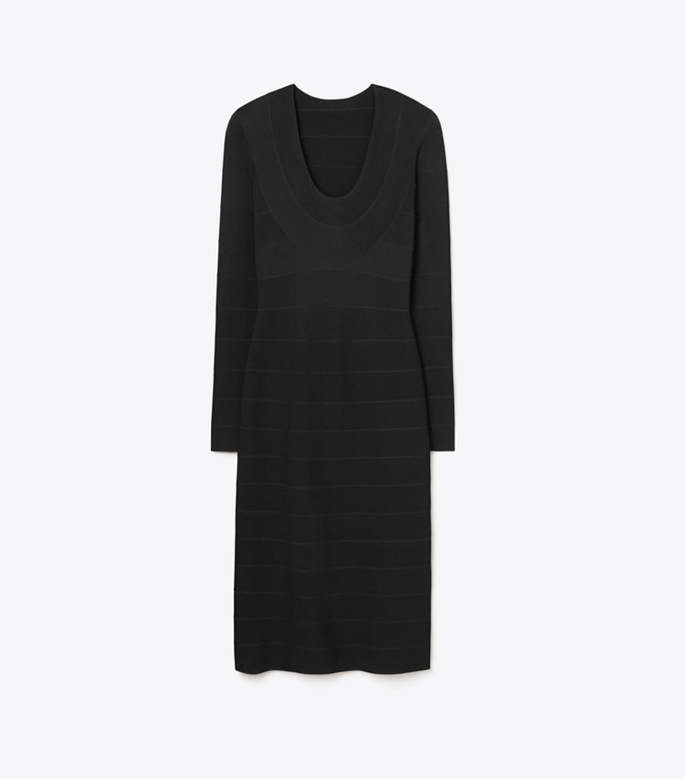 Tory Burch designer dresses U-Neck Viscose Sweater Dress in Black front