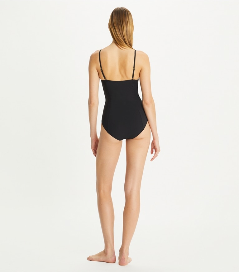 Tory Burch designer one pieces Underwire Swimsuit in Black front