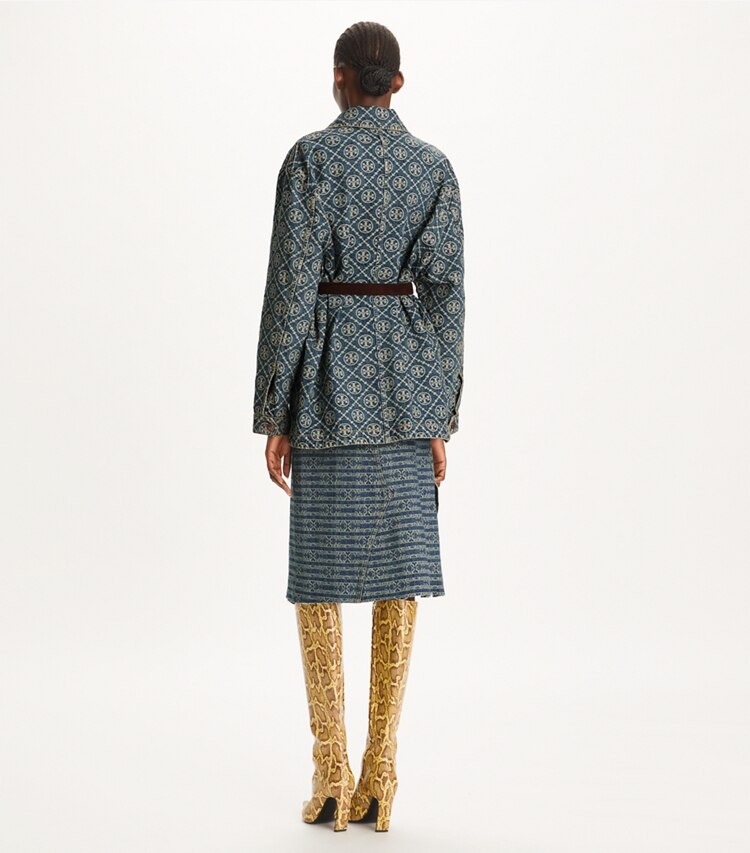 Tory Burch designer unterteile Unstrukturierter Jeansrock in Sublime Jacquard + Vintage Wash on model back