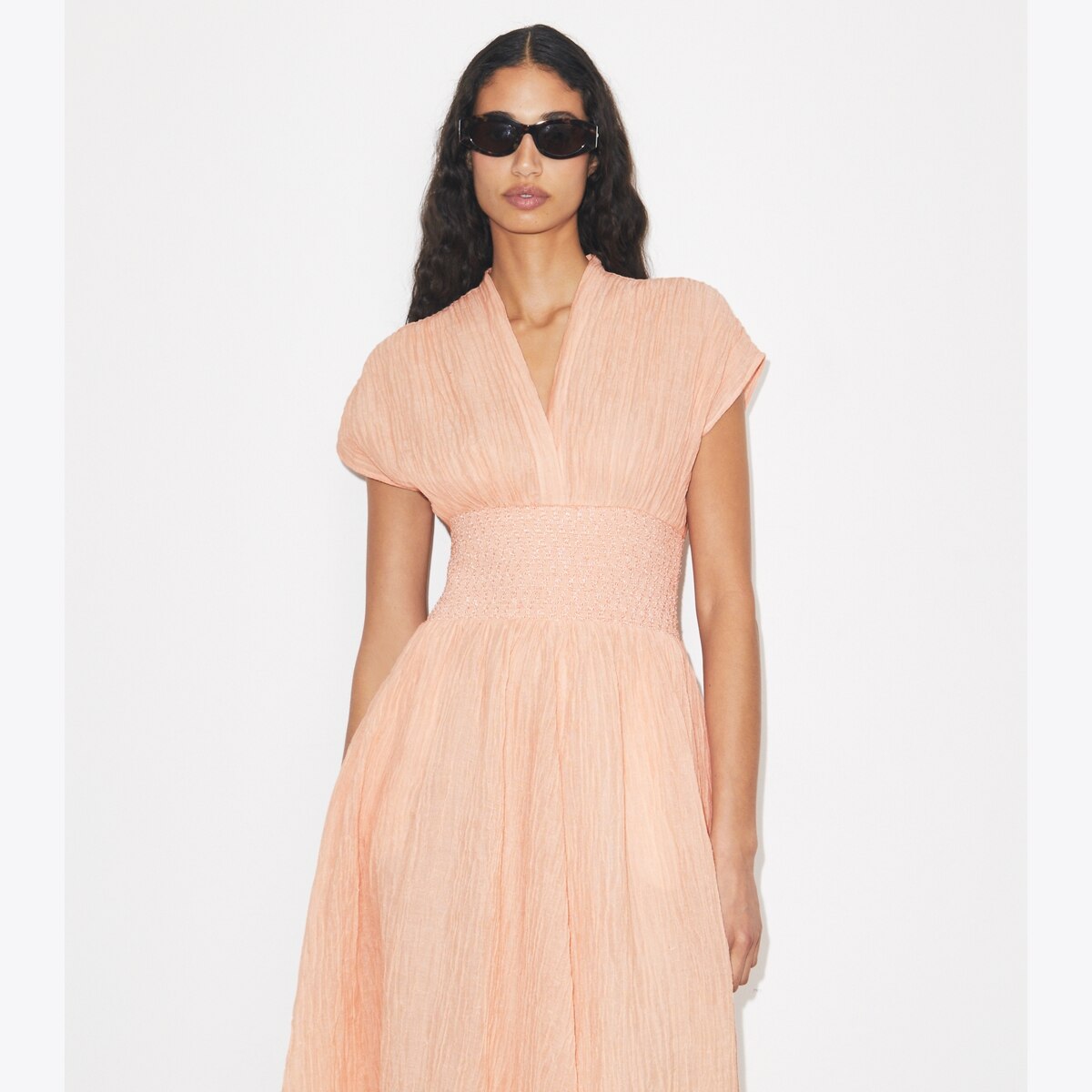 V-Neck Linen Dress: Women's Designer Dresses | Tory Burch