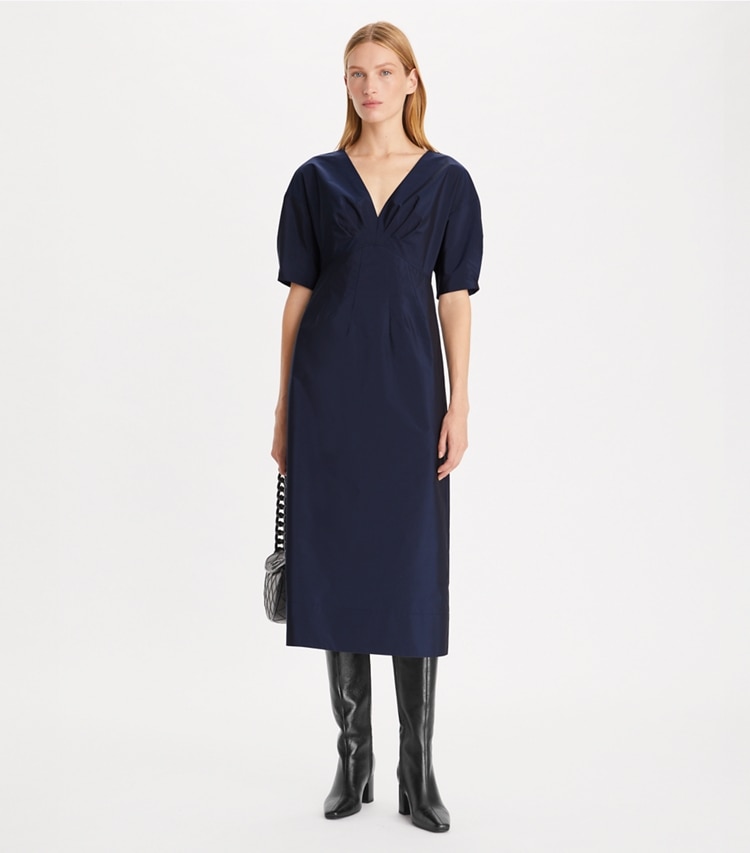 V-Neck Tech Poplin Dress: Women's Designer Dresses | Tory Burch