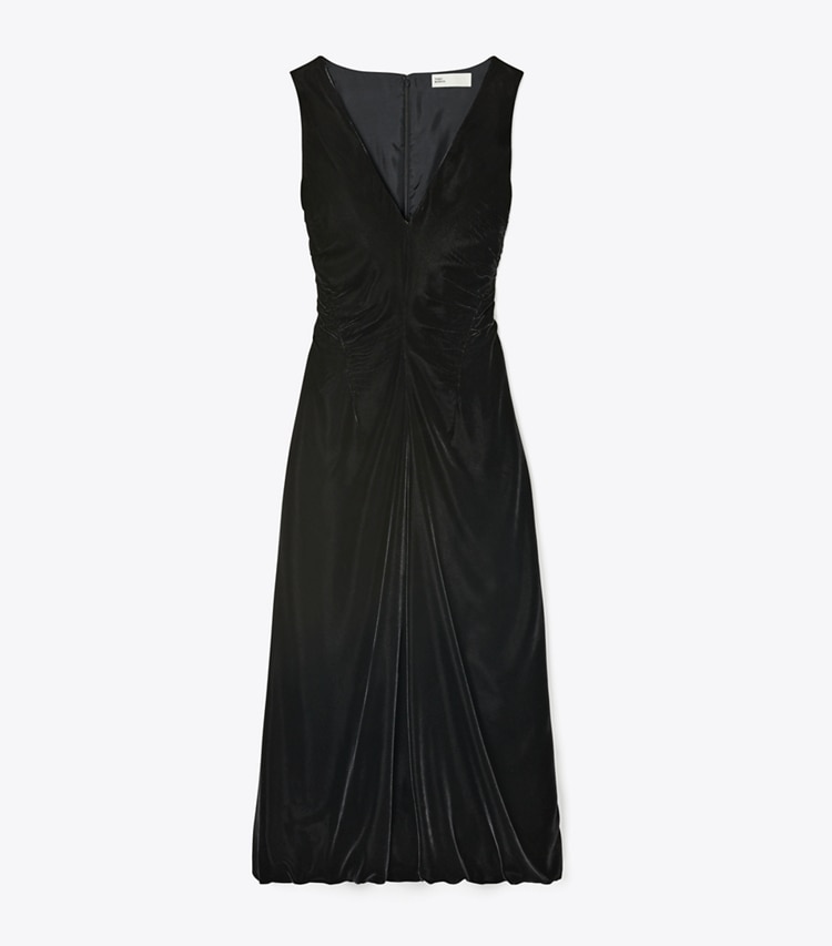 Tory Burch designer dresses V-Neck Velvet Dress in Black front