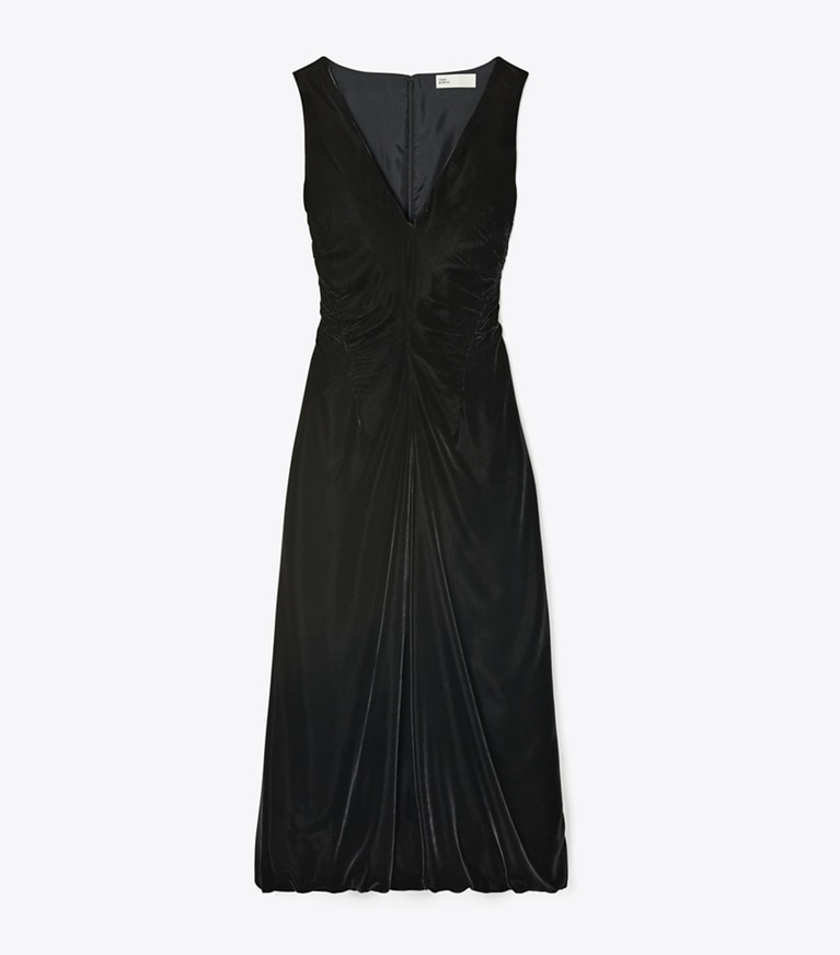 Tory Burch designer dresses V-Neck Velvet Dress in Black front