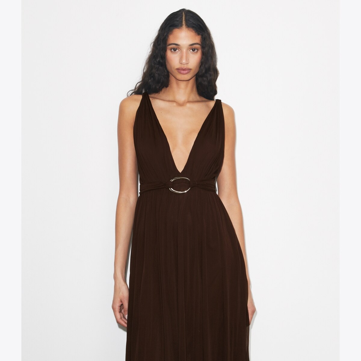 V-NECK VISCOSE DRESS - thumbnail 5