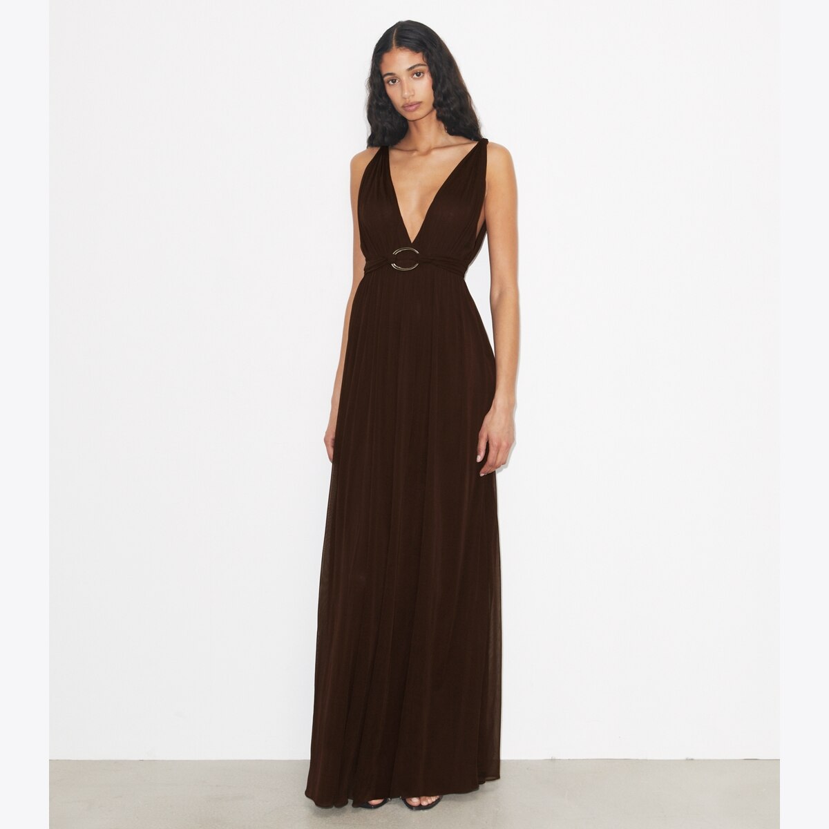 V-NECK VISCOSE DRESS - thumbnail 2