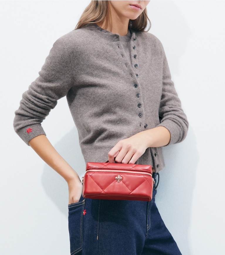 Tory Burch designer sacs à bandoulière Vanity case est-ouest Kira Diamond Quilt dans Red supplémentaire sur le modèle