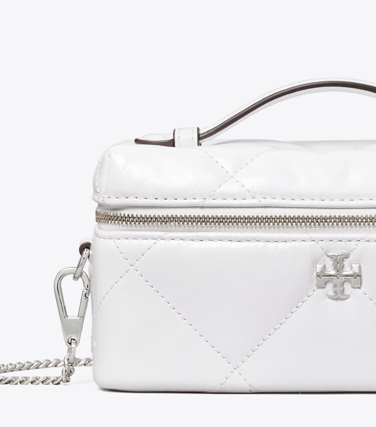 Tory Burch designer mini sacs Vanity Kira à matelassage losange vieilli in Cirrus Cloud informations